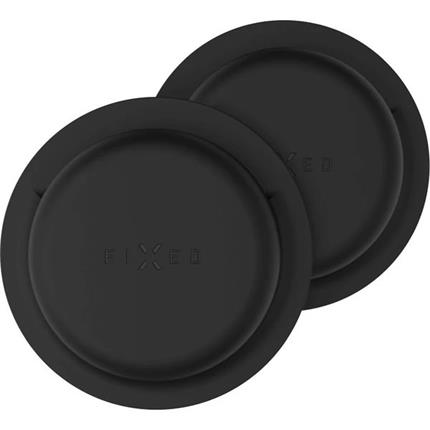 Apple FIXED Silky Sticker silikonové nalepovací pouzdro pro Apple AirTag (2 ks) černé