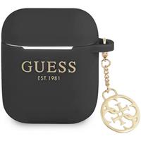 Apple Guess 4G Charm Silikonové Pouzdro pro Airpods 1/2 černé