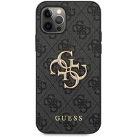 Apple Guess PU 4G Metal Logo kryt iPhone 12 Pro Max šedý