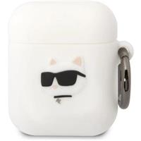 Apple Karl Lagerfeld 3D Logo NFT Choupette Head Silikonové pouzdro Airpods 1/2 bílé