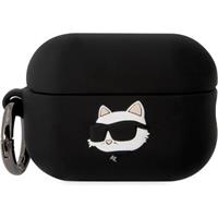 Apple Karl Lagerfeld 3D Logo NFT Choupette Head Silikonové pouzdro Airpods Pro 2 černé
