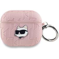 Apple Karl Lagerfeld PU Embossed Choupette Head pouzdro AirPods 3 růžové