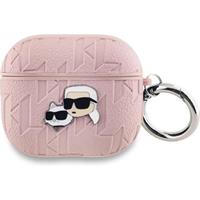 Apple Karl Lagerfeld PU Embossed Karl and Choupette Heads pouzdro AirPods 3 růžové