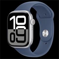 Apple Watch Series 10 Cellular 46mm Stříbrný hliník s denimovým sportovním řemínkem S/M
