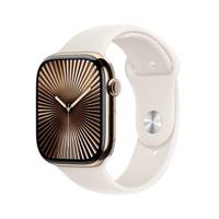 Apple Watch Series 10 GPS + Cellular 42mm Gold Titanium Case with Starlight Sport Band - M/L (MX073