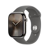Apple Watch Series 10 GPS + Cellular 42mm Natural Titanium Case with Stone Grey Sport Band - M/L (M