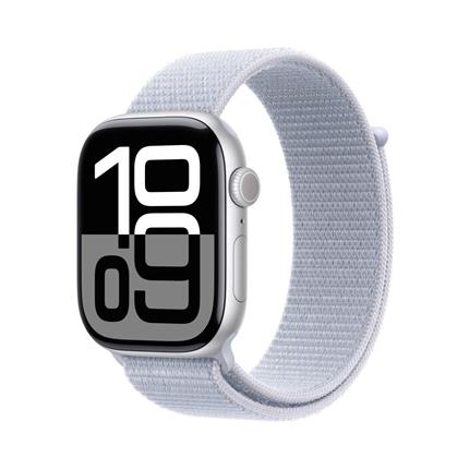 Apple Watch Series 10 GPS + Cellular 42mm Silver Aluminium Case with Blue Cloud Sport Loop (MWX53QC