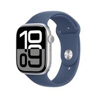 Apple Watch Series 10 GPS + Cellular 42mm Silver Aluminium Case with Denim Sport Band - M/L (MWX43Q