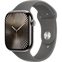 Apple Watch Series 10 GPS + Cellular 46mm Natural Titanium Case with Stone Grey Sport Band - S/M (M
