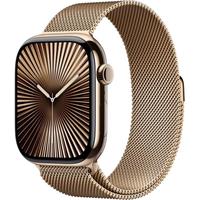 Apple Watch Series 10 GPS+Cellular 46mm Zlaté titanové tělo - Zlatý milánský tah (