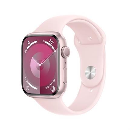 Levně Apple Watch Series 9 45mm Růžový hliník se světle růžovým sportovním řemínkem S/M