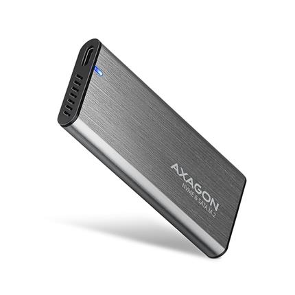 Levně AXAGON EEM2-SG2, USB-C 3.2 Gen 2 - M.2 NVMe & SATA SSD kovový RAW box, bezšroubkový