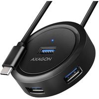 AXAGON HUE-P1C, 4x USB 3.2 Gen 1 ROUND hub, micro USB nap. konektor, kabel USB-C 30cm
