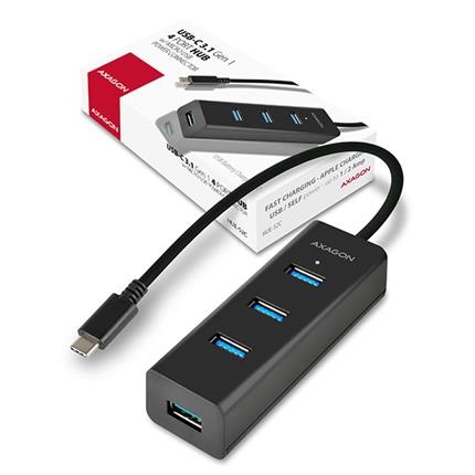 AXAGON HUE-S2C Type-C 4x USB3.0 CHARGING hub, microUSB nap. konektor