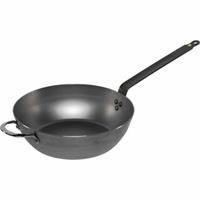 De Buyer Mineral B hluboká ocelová pánev s plochou rukojetí 32 cm