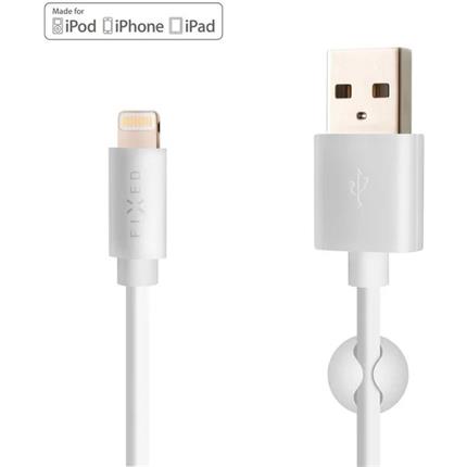 FIXED datový a nabíjecí kabel Lightning, 2 metry, MFI, 2,4A, bílý