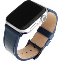 FIXED Leather Strap kožený řemínek pro Apple Watch 42/44/45mm modrý