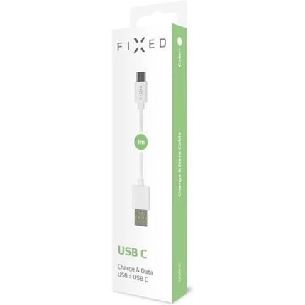 FIXED Rapid Charge datový a nabíjecí kabel USB-C 3A bílý
