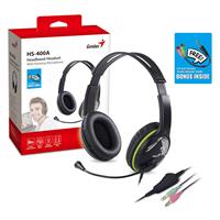 GENIUS headset HS-400A, 2x 3,5 jack, redukce na single jack