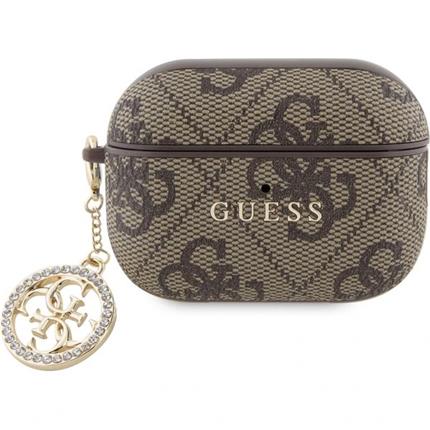 Guess 4G Script PC/PU Charm pouzdro pro AirPods Pro 2 hnědé