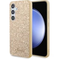 Guess PC/TPU Glitter Flakes Metal Logo kryt Samsung Galaxy S24+ zlatý