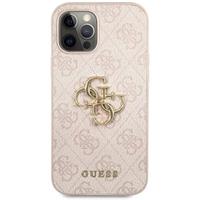 Guess PU 4G Metal Logo kryt iPhone 12/12 Pro růžový