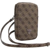 Guess PU 4G Triangle Logo Wallet Phone Bag Zipper hnědý