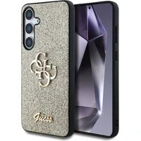 Guess PU Fixed Glitter 4G Metal Logo kryt Samsung Galaxy S25 zlatý