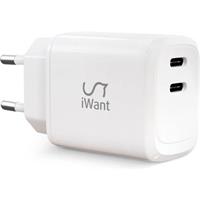 iWant dvojitá USB-C nabíječka 45W bílá