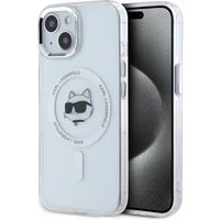 Karl Lagerfeld IML Choupette Head Metal Frame MagSafe zadní kryt iPhone 15 čirý