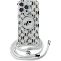 Karl Lagerfeld IML Monogram Crossbody K&CH Heads MagSafe kryt pro iPhone 16 Pro čirý
