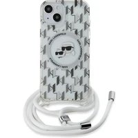 Karl Lagerfeld IML Monogram Crossbody K&CH Heads MagSafe zadní kryt iPhone 15 čirý