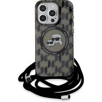 Karl Lagerfeld IML Monogram Crossbody K&CH Heads MagSafe zadní kryt iPhone 15 Pro Max černý