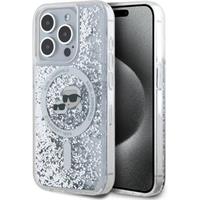 Karl Lagerfeld Liquid Glitter Karl and Choupette Heads MagSafe zadní kryt pro iPhone 15 Pro Max čir