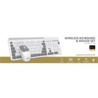 Klávesnice C-TECH Quallis WLKMC-05, bezdrátový combo set s myší, bílá, USB, CZ/SK