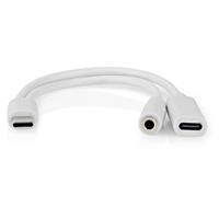 NEDIS USB-C adaptér/ USB-C zástrčka - USB-C zásuvka / 3,5 mm jack zásuvka/ bílý/ blistr/ 10 cm
