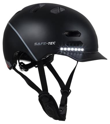 Safe-Tec SK8 chytrá helma na skate, kolobežku S (53cm- 55 cm) černá