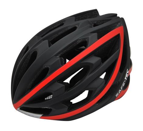 Safe-Tec TYR chytrá helma na kolo S (53cm - 55cm) černa-červená