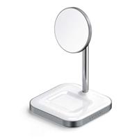 Satechi 2-in-1 Magnetic Wireless Charging Stand - White Aluminium