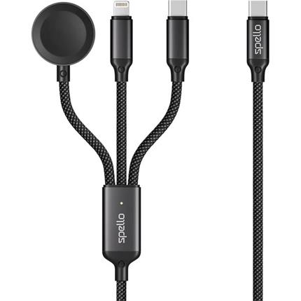 Spello 3v1 kabel (USB-C, Lightning, Apple Watch) 1.2m černá