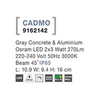 Svítidlo Nova Luce CADMO R WALL GREY 2 nástěnné, IP 65, 2x3 W