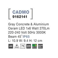 Svítidlo Nova Luce CADMO R WALL GREY nástěnné, IP 65, 6 W