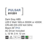 Svítidlo Nova Luce PULSAR STEP GREY 4 schodišťové, IP 54, 2 W