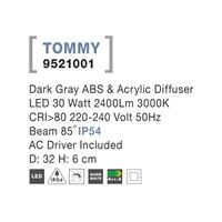 Svítidlo Nova Luce TOMMY R TOP GREY stropní, IP 54, 30 W