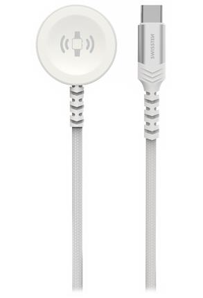 Swissten opletený magnetický kabel pro apple watch kovový, usb-c 1.2 m bílý