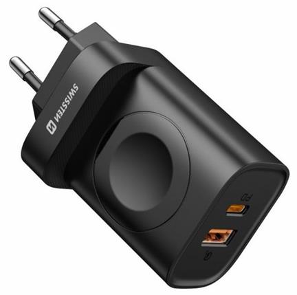 Swissten Síťový Adaptér 1xUSB-A, 1xUSB-C a Apple Watch PD, QC 20W