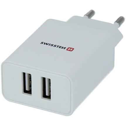 SWISSTEN síťový adaptér 2xUSB, 2,1A, MFi bílý + kabel USB/Lightning