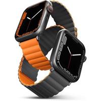 UNIQ Revix oboustranný řemínek pro Apple Watch 49/45/44/42mm Charcoal (šedý/oranžový)