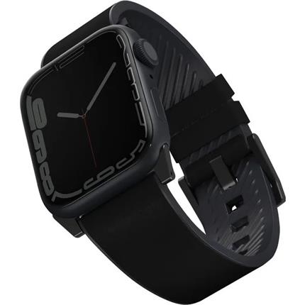 Levně UNIQ Straden voděodolný kožený řemínek Apple Watch 45/44/42mm černý